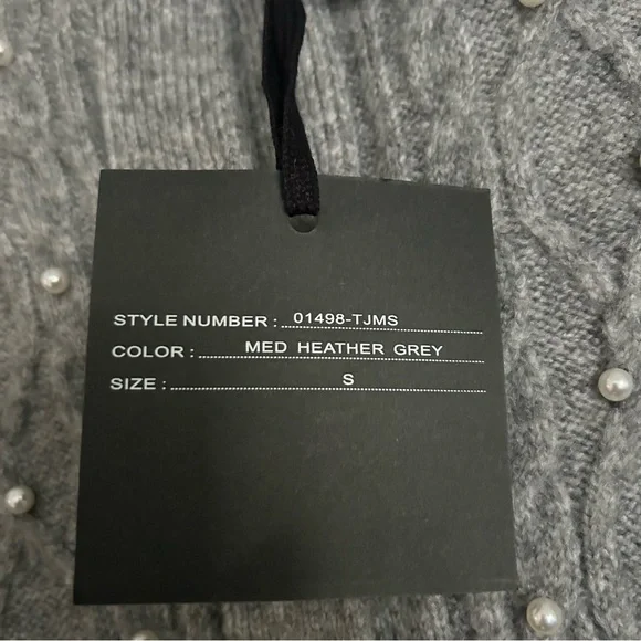 Marled Gray Women's Cardigan Sweater Pearl Details Small Coquette Feminine - Picture 4 of 7